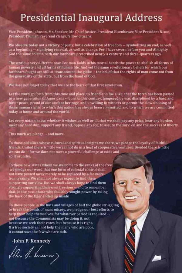 Canvas – 24 x 36“ – John F Kennedy - Presidential Inaugural Address