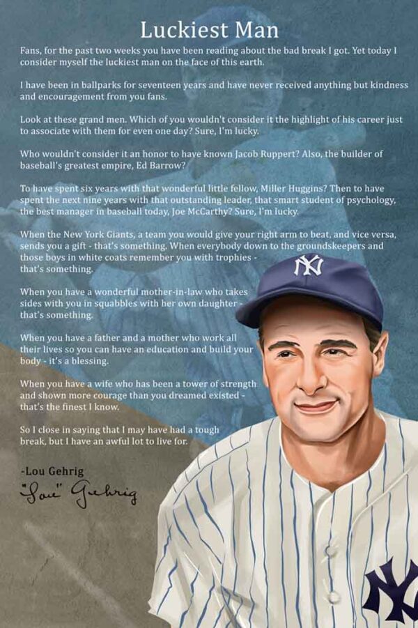 Canvas – 24 x 36“ – Lou Gehrig - Speech