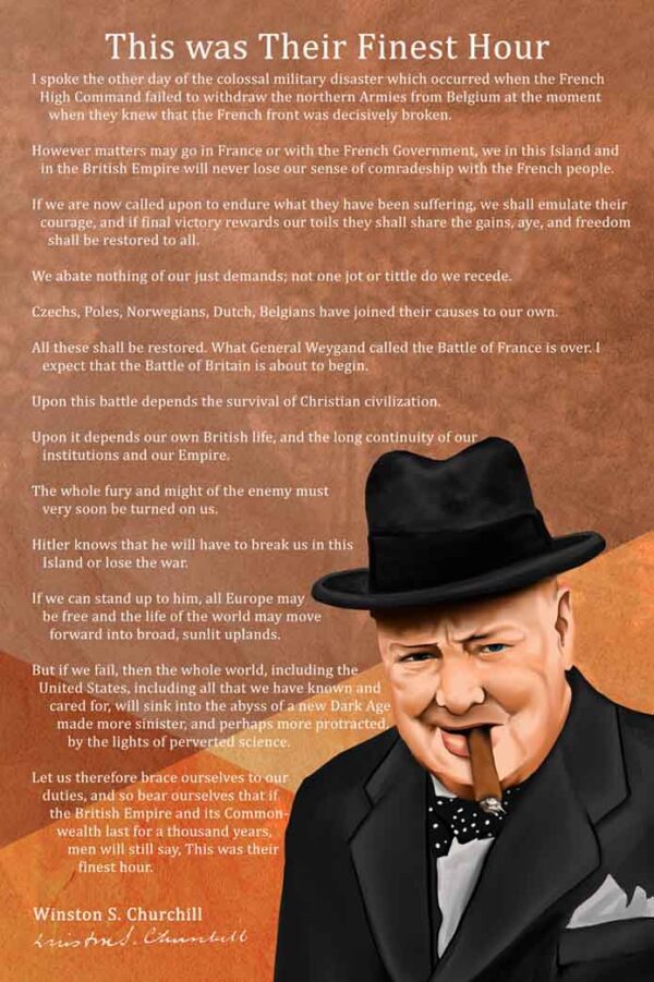 Canvas – 24 x 36“ – Winston Churchill - Speech